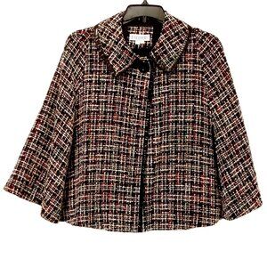 D. Terrell Women's Tweed Shawl Jacket Size 8 Multicolored Cotton Blend Collared